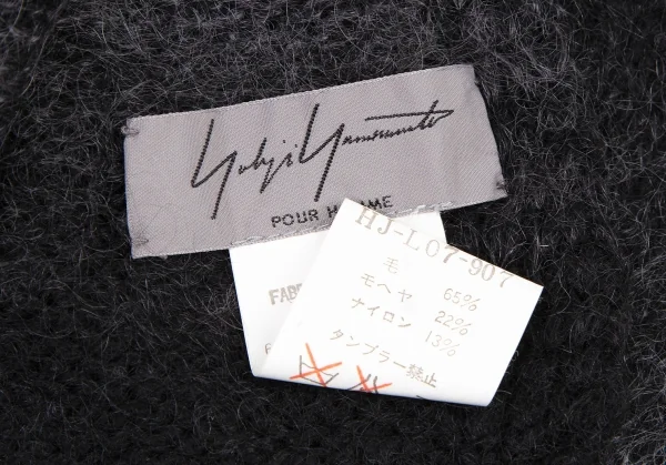 ヨウジヤマモト プールオムYohji Yamamoto POUR HOMME モヘヤ混グラデーションマフラー 黒グレー K-106066_007