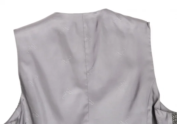 パパスPapas ハリスツイードクラウン刺繍ジレベスト グレー50L K-106081_010