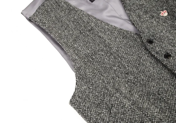 パパスPapas ハリスツイードクラウン刺繍ジレベスト グレー50L K-106081_003