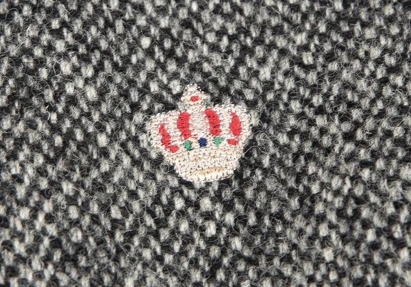 パパスPapas ハリスツイードクラウン刺繍ジレベスト グレー50L K-106081_004