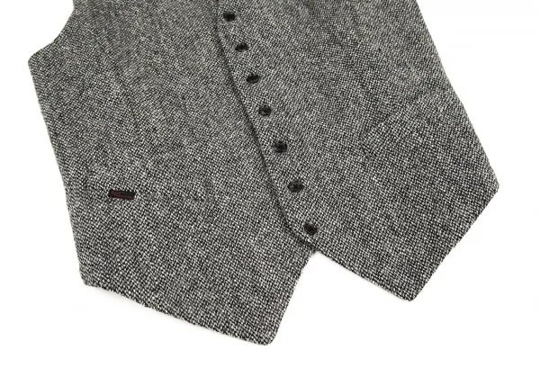 パパスPapas ハリスツイードクラウン刺繍ジレベスト グレー50L K-106081_006