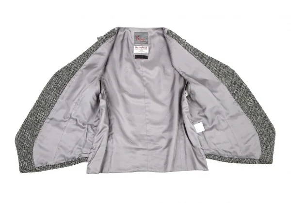 パパスPapas ハリスツイードクラウン刺繍ジレベスト グレー50L K-106081_008