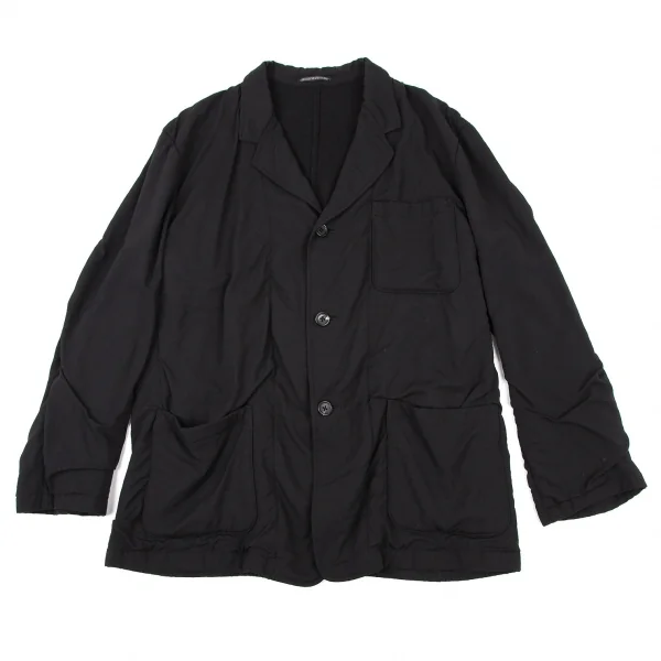 ヨウジヤマモト プールオムYohji Yamamoto POUR HOMME 裏縮絨ウールサージギャザージャケット 黒3 K-106104_001