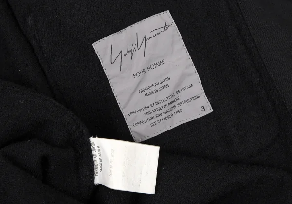 ヨウジヤマモト プールオムYohji Yamamoto POUR HOMME 裏縮絨ウールサージギャザージャケット 黒3 K-106104_017