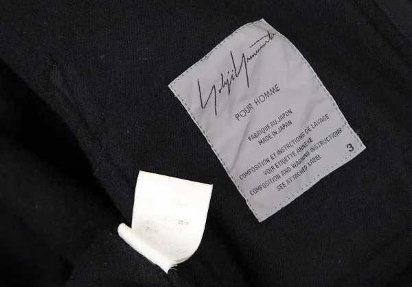 ヨウジヤマモト プールオムYohji Yamamoto POUR HOMME 裏縮絨ウールサージギャザージャケット 黒3 K-106104_018