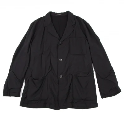 ヨウジヤマモト プールオムYohji Yamamoto POUR HOMME 裏縮絨ウールサージギャザージャケット 黒