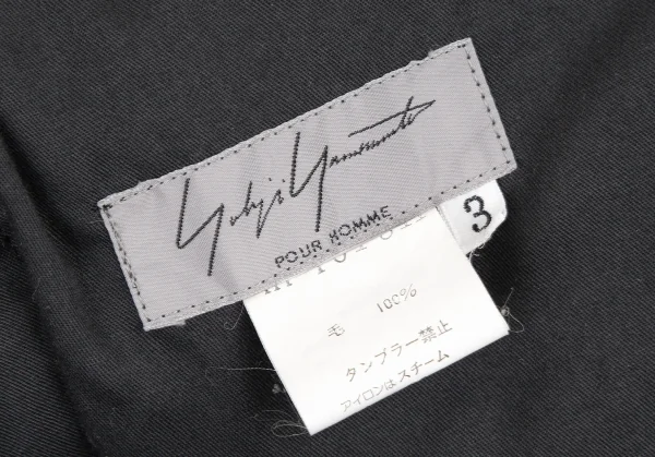 ヨウジヤマモト プールオムYohji Yamamoto POUR HOMME 裏縮絨ウールサージギャザーパンツ 黒3 K-106105_018