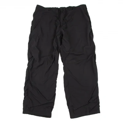 ヨウジヤマモト プールオムYohji Yamamoto POUR HOMME 裏縮絨ウールサージギャザーパンツ 黒