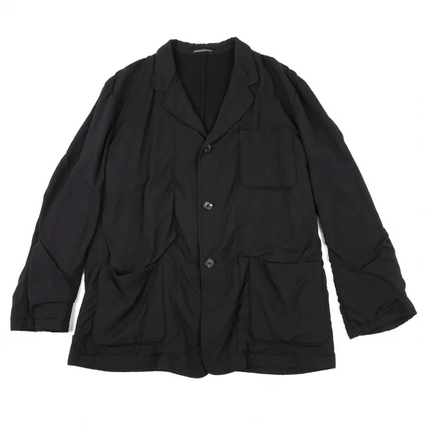 ヨウジヤマモト プールオムYohji Yamamoto POUR HOMME 裏縮絨ウールサージギャザーセットアップスーツ 黒3 K-106106_002