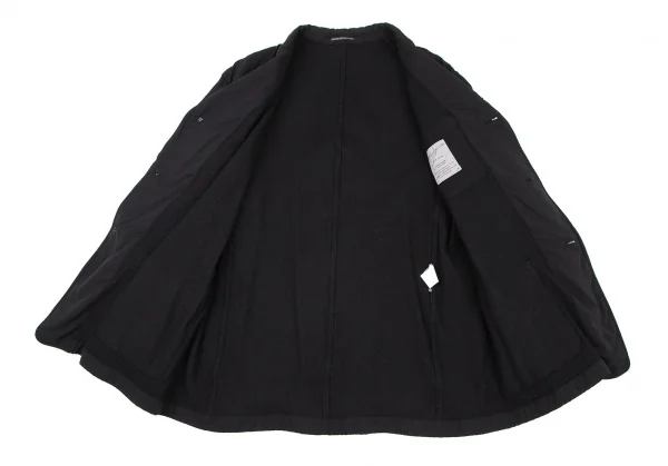 ヨウジヤマモト プールオムYohji Yamamoto POUR HOMME 裏縮絨ウールサージギャザーセットアップスーツ 黒3 K-106106_008