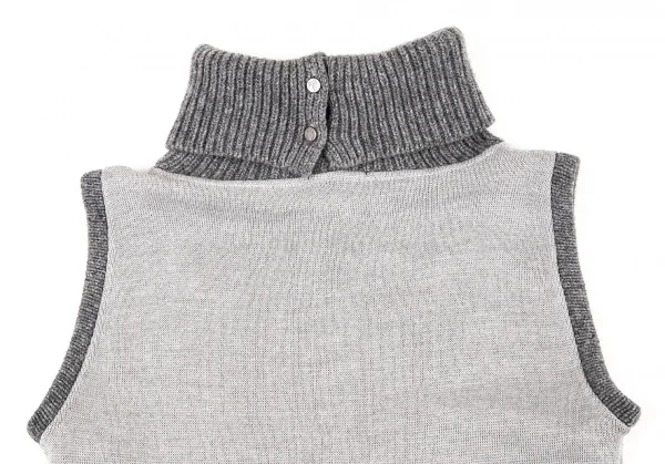 ヴェルサーチスポーツVERSACE PORT メデューサフェイクレザーパッチハイネックノースリーブニット グレーS K-106117_011