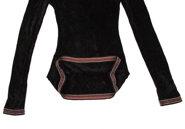 ジャンポールゴルチエ クラシックJean Paul GAULTIER CLASSIQUE クラッシュベロアハーフジップトップス 黒40 K-106123_012