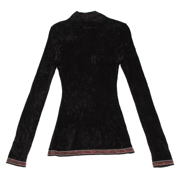 ジャンポールゴルチエ クラシックJean Paul GAULTIER CLASSIQUE クラッシュベロアハーフジップトップス 黒40 K-106123_013