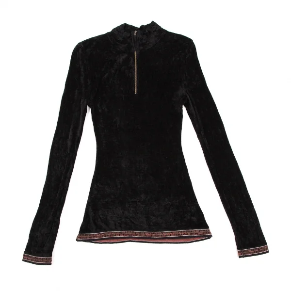 ジャンポールゴルチエ クラシックJean Paul GAULTIER CLASSIQUE クラッシュベロアハーフジップトップス 黒40 K-106123_002