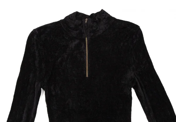 ジャンポールゴルチエ クラシックJean Paul GAULTIER CLASSIQUE クラッシュベロアハーフジップトップス 黒40 K-106123_003