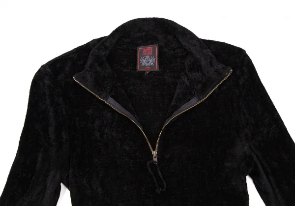 ジャンポールゴルチエ クラシックJean Paul GAULTIER CLASSIQUE クラッシュベロアハーフジップトップス 黒40 K-106123_006
