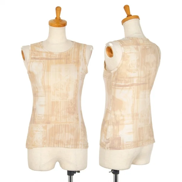 ジャンポールゴルチエ ファムJean Paul GAULTIER FEMME グラフィックプリントタンクトップ 白ベージュ40 K-106131_001