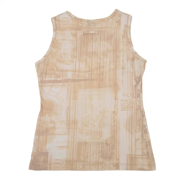 ジャンポールゴルチエ ファムJean Paul GAULTIER FEMME グラフィックプリントタンクトップ 白ベージュ40 K-106131_014