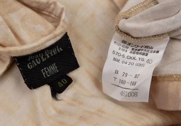 ジャンポールゴルチエ ファムJean Paul GAULTIER FEMME グラフィックプリントタンクトップ 白ベージュ40 K-106131_019