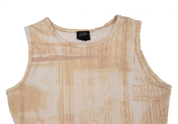 ジャンポールゴルチエ ファムJean Paul GAULTIER FEMME グラフィックプリントタンクトップ 白ベージュ40 K-106131_006