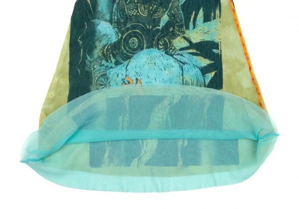 ジャンポールゴルチエ ファムJean Paul GAULTIER FEMME ネイティブプリントパワーネットキャミソールチュニック 黄緑水色40 K-106134_009