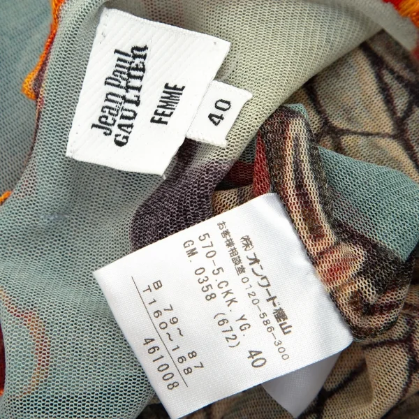 ジャンポールゴルチエ ファムJean Paul GAULTIER FEMME グラフィックプリントパワーネットカットソー 水色オレンジ他40 K-106137_016