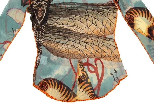 ジャンポールゴルチエ ファムJean Paul GAULTIER FEMME グラフィックプリントパワーネットカットソー 水色オレンジ他40 K-106137_007