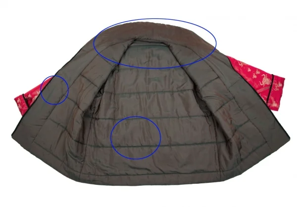 ジャンポールゴルチエ ファムJean Paul GAULTIER FEMME ミノタウロスジャガード中綿ショールカラーチャイナボタンリバーシブルジャケット 赤カーキ40 K-106145_012