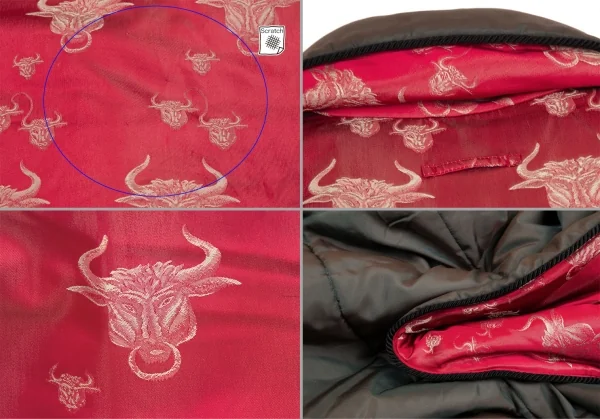 ジャンポールゴルチエ ファムJean Paul GAULTIER FEMME ミノタウロスジャガード中綿ショールカラーチャイナボタンリバーシブルジャケット 赤カーキ40 K-106145_019