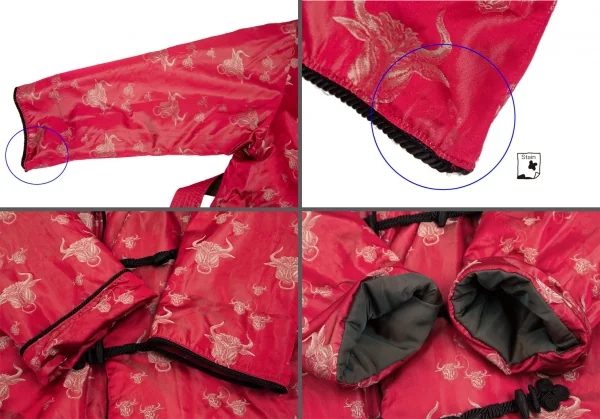 ジャンポールゴルチエ ファムJean Paul GAULTIER FEMME ミノタウロスジャガード中綿ショールカラーチャイナボタンリバーシブルジャケット 赤カーキ40 K-106145_006