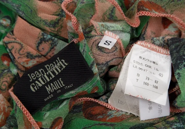 ジャンポールゴルチエ マイユJean Paul GAULTIER MAILLE ボールプリントパワーネットカットソー 40 ピンク緑S K-106153_013
