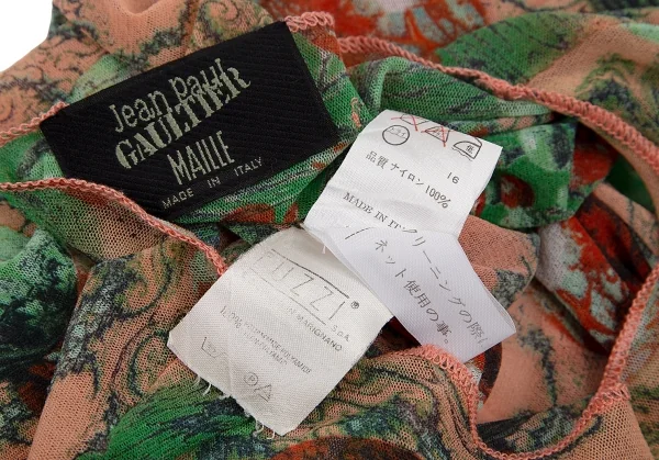 ジャンポールゴルチエ マイユJean Paul GAULTIER MAILLE ボールプリントパワーネットカットソー 40 ピンク緑S K-106153_014