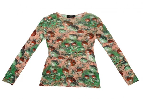 ジャンポールゴルチエ マイユJean Paul GAULTIER MAILLE ボールプリントパワーネットカットソー 40 ピンク緑S K-106153_002