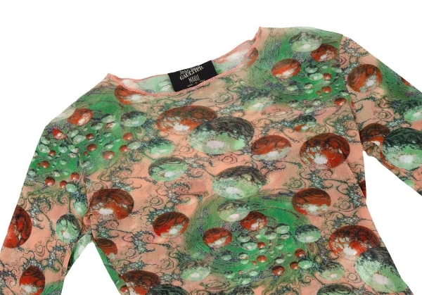 ジャンポールゴルチエ マイユJean Paul GAULTIER MAILLE ボールプリントパワーネットカットソー 40 ピンク緑S K-106153_003