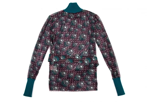 ジャンポールゴルチエ オムJean Paul GAULTIER HOMME サイケプリントリブ切替パワーネットベルトカットソー 紫他48 K-106155_010