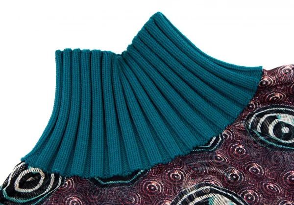 ジャンポールゴルチエ オムJean Paul GAULTIER HOMME サイケプリントリブ切替パワーネットベルトカットソー 紫他48 K-106155_003