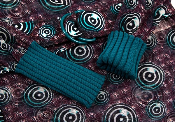 ジャンポールゴルチエ オムJean Paul GAULTIER HOMME サイケプリントリブ切替パワーネットベルトカットソー 紫他48 K-106155_006