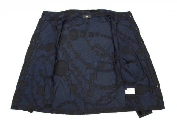 ワイズY's ドット柄織りニットカーディガン 黒紺2 K-106163_010