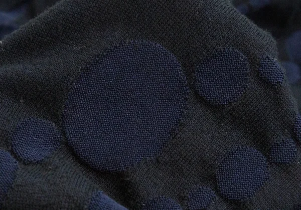 ワイズY's ドット柄織りニットカーディガン 黒紺2 K-106163_014