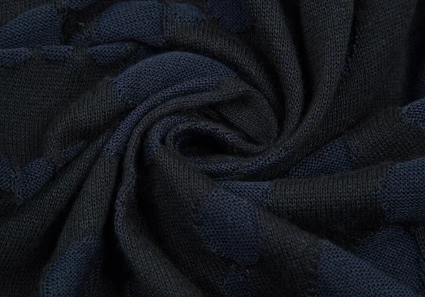 ワイズY's ドット柄織りニットカーディガン 黒紺2 K-106163_015