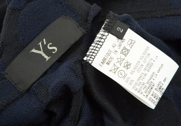 ワイズY's ドット柄織りニットカーディガン 黒紺2 K-106163_016