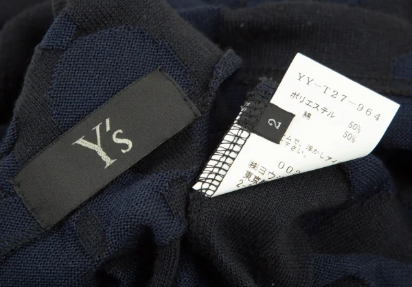 ワイズY's ドット柄織りニットカーディガン 黒紺2 K-106163_017