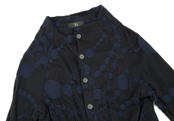 ワイズY's ドット柄織りニットカーディガン 黒紺2 K-106163_003