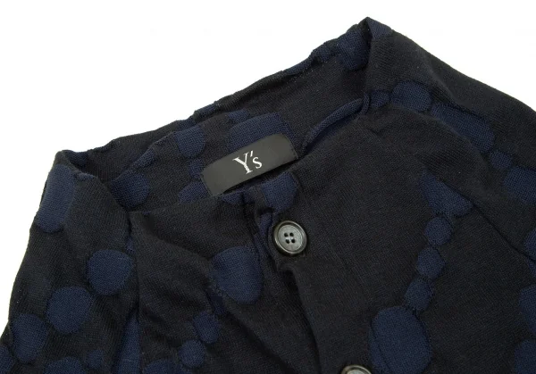 ワイズY's ドット柄織りニットカーディガン 黒紺2 K-106163_004