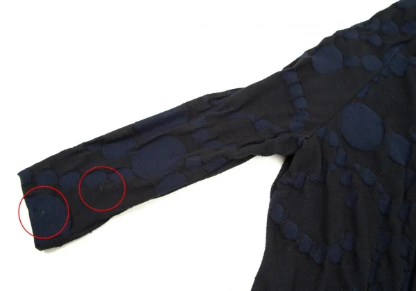 ワイズY's ドット柄織りニットカーディガン 黒紺2 K-106163_006