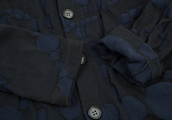 ワイズY's ドット柄織りニットカーディガン 黒紺2 K-106163_008