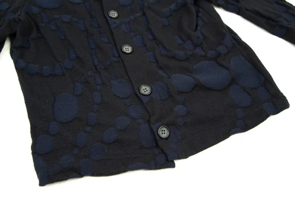 ワイズY's ドット柄織りニットカーディガン 黒紺2 K-106163_009