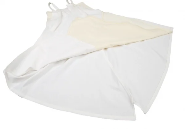 ワイズY's ストレッチ切替デニムフレアワンピース 白クリーム1 K-106169_008