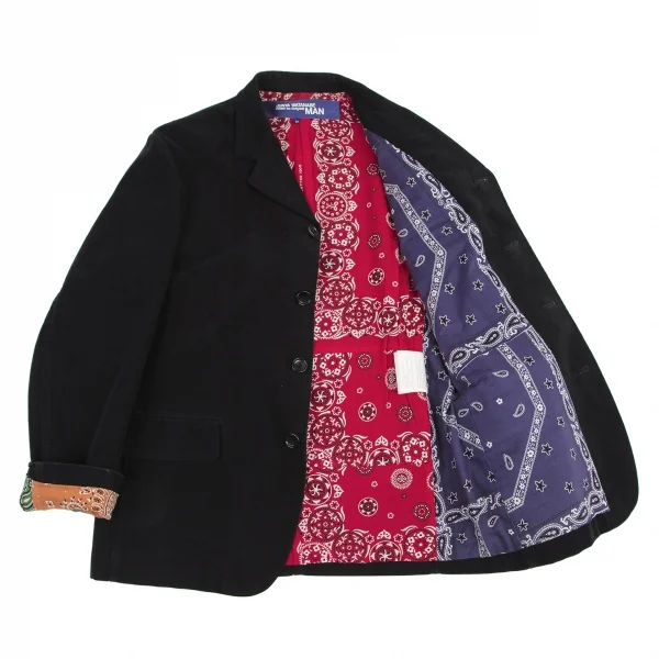 ジュンヤワタナベマン コムデギャルソンJUNYA WATANABE MAN COMME des GARCONS裏バンダナコットンモールスキンジャケット 黒M K-106188_001
