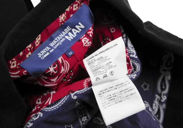 ジュンヤワタナベマン コムデギャルソンJUNYA WATANABE MAN COMME des GARCONS裏バンダナコットンモールスキンジャケット 黒M K-106188_016